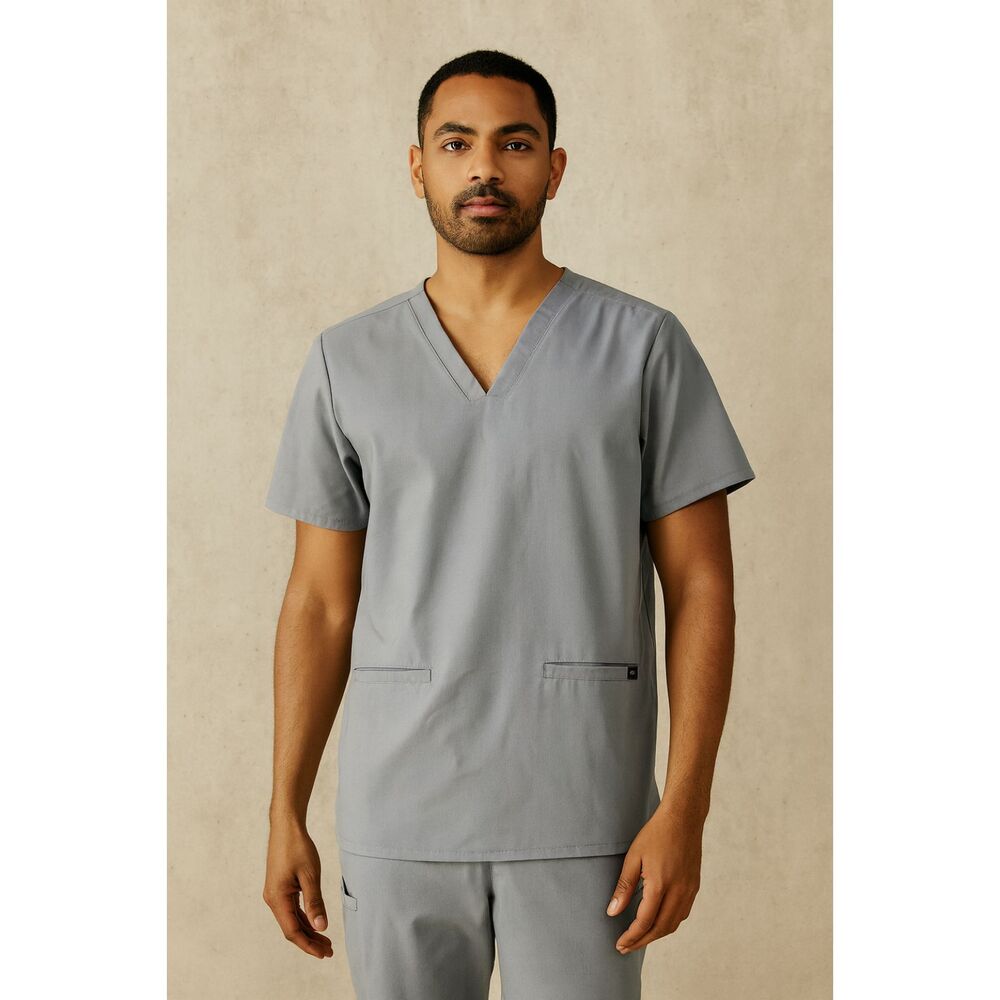 FIGS Technical Blue V Neck Nurse Scrubs Shirt Top Blouse Women's Size Large